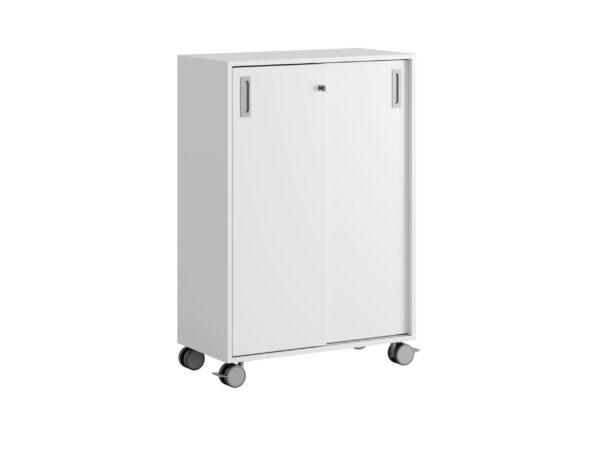 Origpic ff e — Småland Skjutdörrskåp vit med hjul – 120×81 cm