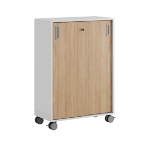 Origpic e — Småland Skjutdörrskåp vit med hjul – 120×81 cm