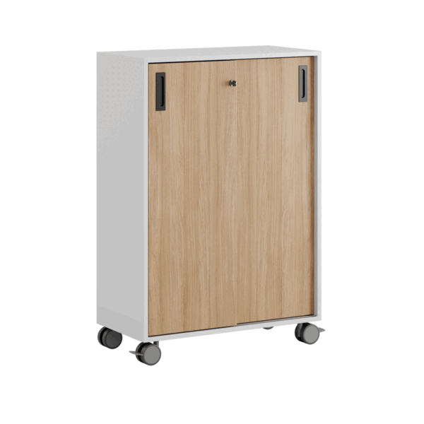 Origpic e df — Småland Skjutdörrskåp vit med hjul – 120×81 cm