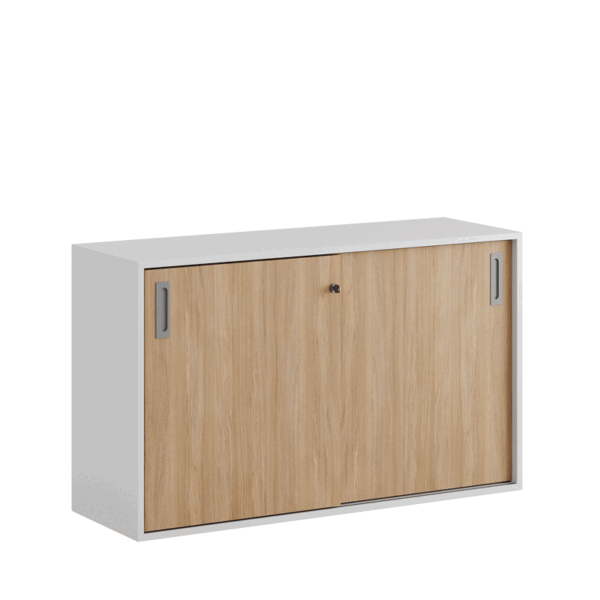 Origpic e d — Småland Skjutdörrsskåp – Bredd 120 cm x Höjd 72 cm, Vit, grå eller ek. Från:
