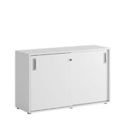 Origpic ed — Småland Skjutdörrsskåp med plastfötter – Bredd 120 cm x Höjd 73,5 cm, Vit, grå eller ek. Från: