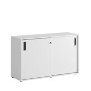 Origpic c a — Småland Skjutdörrsskåp med plastfötter – Bredd 120 cm x Höjd 73,5 cm, Vit, grå eller ek. Från: