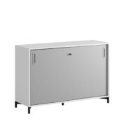 Origpic d bd — Småland Skjutdörrsskåp med metallfötter – Bredd 120 cm x Höjd 80 cm, Vit, grå eller ek. Från: