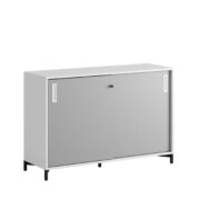 Origpic ae — Småland Skjutdörrsskåp med metallfötter – Bredd 120 cm x Höjd 80 cm, Vit, grå eller ek. Från: