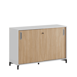 Origpic a — Småland Skjutdörrsskåp med metallfötter – Bredd 120 cm x Höjd 80 cm, Vit, grå eller ek. Från: