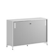 Origpic ba — Småland Skjutdörrsskåp med metallfötter – Bredd 120 cm x Höjd 80 cm, Vit, grå eller ek. Från: