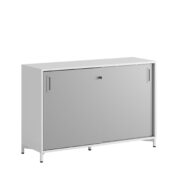 Origpic cd — Småland Skjutdörrsskåp med metallfötter – Bredd 120 cm x Höjd 80 cm, Vit, grå eller ek. Från: