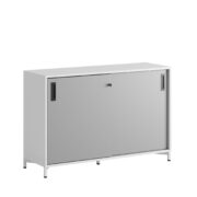 Origpic ecb — Småland Skjutdörrsskåp med metallfötter – Bredd 120 cm x Höjd 80 cm, Vit, grå eller ek. Från: