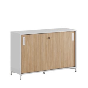 Origpic ecbae — Småland Skjutdörrsskåp med metallfötter – Bredd 120 cm x Höjd 80 cm, Vit, grå eller ek. Från: