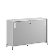 Origpic — Småland Skjutdörrsskåp med metallfötter – Bredd 120 cm x Höjd 80 cm, Vit, grå eller ek. Från: