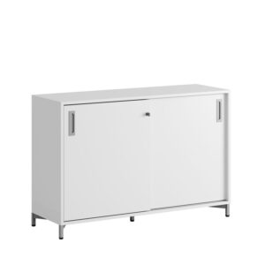 Origpic bcd d — Småland Skjutdörrsskåp med metallfötter – Bredd 120 cm x Höjd 80 cm, Vit, grå eller ek. Från: