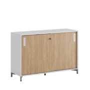 Origpic e e b — Småland Skjutdörrsskåp med metallfötter – Bredd 120 cm x Höjd 80 cm, Vit, grå eller ek. Från: