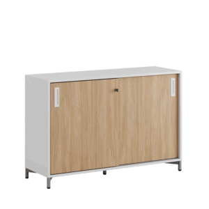 Origpic e e b — Småland Skjutdörrsskåp med metallfötter – Bredd 120 cm x Höjd 80 cm, Vit, grå eller ek. Från: