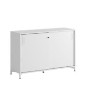 Origpic f ba c — Småland Skjutdörrsskåp med metallfötter – Bredd 120 cm x Höjd 80 cm, Vit, grå eller ek. Från: