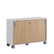 Origpic bcb — Småland Skjutdörrsskåp med hjul – Bredd 120 cm x Höjd 81 cm, Vit, grå eller ek. Från: