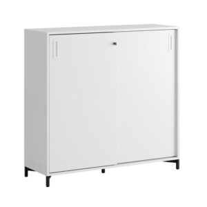 Origpic — Småland Skjutdörrsskåp med metallfötter – Bredd 120 cm x Höjd 115,5 cm, Vit, grå eller ek. Från: