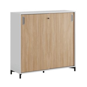 Origpic e — Småland Skjutdörrsskåp med metallfötter – Bredd 120 cm x Höjd 115,5 cm, Vit, grå eller ek. Från: