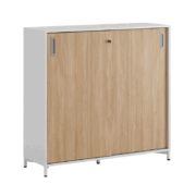 Origpic d c — Småland Skjutdörrsskåp med metallfötter – Bredd 120 cm x Höjd 115,5 cm, Vit, grå eller ek. Från: