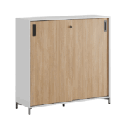 Småland Skjutdörrsskåp med metallfötter – Bredd 120 cm x Höjd 115,5 cm, Vit, grå eller ek. Från: