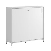 Origpic f — Småland Skjutdörrsskåp med metallfötter – Bredd 120 cm x Höjd 115,5 cm, Vit, grå eller ek. Från: