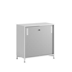 Origpic f a — Småland Skjutdörrsskåp med metallfötter – Bredd 120 cm x Höjd 115,5 cm, Vit, grå eller ek. Från: