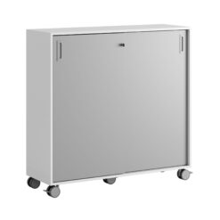 Origpic d cac — Småland Skjutdörrsskåp med hjul – Bredd 120 cm x Höjd 116 cm, Vit, grå eller ek. Från: