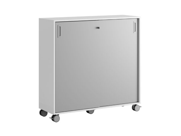 Origpic d cac — Småland Skjutdörrsskåp med hjul – Bredd 120 cm x Höjd 116 cm, Vit, grå eller ek. Från: