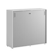 Origpic a ba — Småland Skjutdörrsskåp med plastfötter – Bredd 120 cm x Höjd 109 cm, Vit, grå eller ek. Från: