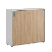 Origpic ba ef — Småland Skjutdörrsskåp med plastfötter – Bredd 120 cm x Höjd 109 cm, Vit, grå eller ek. Från: