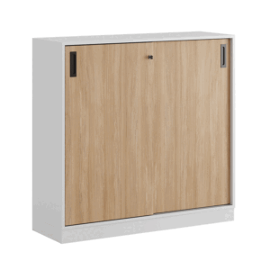 Origpic b — Småland Skjutdörrsskåp med sockel – Bredd 120 cm x Höjd 115,5 cm, Vit, grå eller ek. Från: