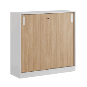 Origpic a — Småland Skjutdörrsskåp med sockel – Bredd 120 cm x Höjd 115,5 cm, Vit, grå eller ek. Från: