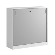 Origpic ed — Småland Skjutdörrsskåp med sockel – Bredd 120 cm x Höjd 115,5 cm, Vit, grå eller ek. Från: