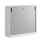 Origpic b ace — Småland Skjutdörrsskåp med sockel – Bredd 120 cm x Höjd 115,5 cm, Vit, grå eller ek. Från: