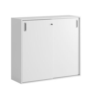 Origpic — Småland Skjutdörrsskåp – Bredd 120 cm x Höjd 107,5 cm, Vit, grå eller ek. Från: