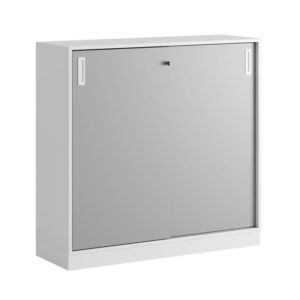 Origpic dcdf — Småland Skjutdörrsskåp – Bredd 120 cm x Höjd 107,5 cm, Vit, grå eller ek. Från: