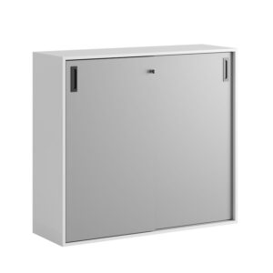 Origpic a b — Småland Skjutdörrsskåp – Bredd 120 cm x Höjd 107,5 cm, Vit, grå eller ek. Från: