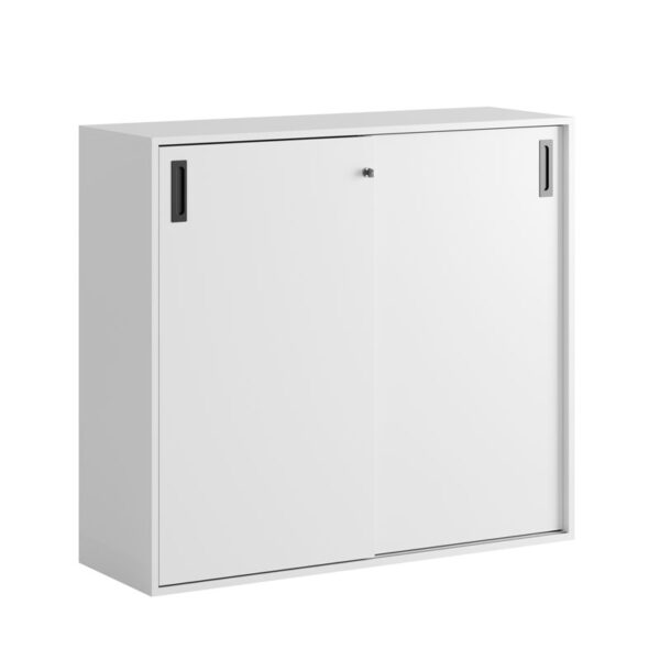 Origpic b c a — Småland Skjutdörrsskåp – Bredd 120 cm x Höjd 107,5 cm, Vit, grå eller ek. Från: