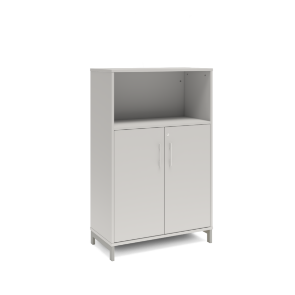 Origpic a b a — Bokhylla med delvis dörrar DNA – LJUSGRÅ – 2 storlekar. Från: