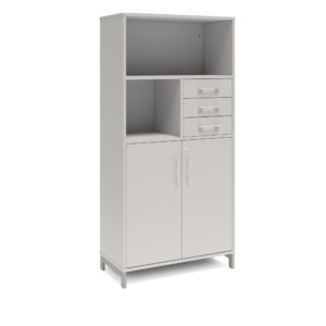 Origpic e — Bokhylla med delvis dörrar & lådor DNA – LJUSGRÅ – 2 storlekar. Från: