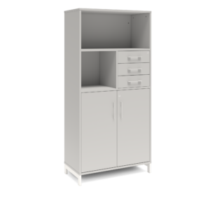 Origpic bf — Bokhylla med delvis dörrar & lådor DNA – LJUSGRÅ – 2 storlekar. Från: