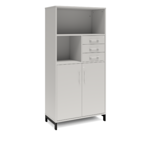 Origpic fe e — Bokhylla med delvis dörrar & lådor DNA – LJUSGRÅ – 2 storlekar. Från: