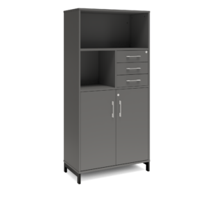 Origpic b e — Bokhylla med delvis dörrar  & lådor DNA – MÖRKGRÅ – 2 storlekar. Från: