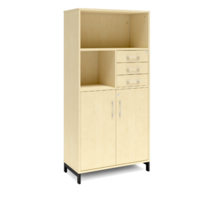 Origpic b b — Bokhylla med delvis dörrar & lådor DNA – BJÖRK – 2 storlekar. Från: