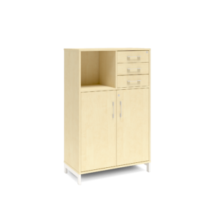 Origpic a b d — Bokhylla med delvis dörrar & lådor DNA – BJÖRK – 2 storlekar. Från: