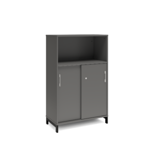 Origpic daf — Bokhylla med delvis skjutdörrar DNA – MÖRKGRÅ – 2 storlekar. Från: