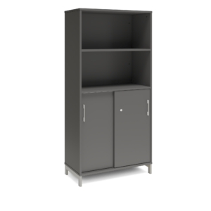 Origpic afa — Bokhylla med delvis skjutdörrar DNA – MÖRKGRÅ – 2 storlekar. Från: