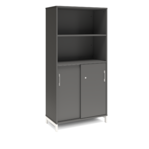 Origpic cd b — Bokhylla med delvis skjutdörrar DNA – MÖRKGRÅ – 2 storlekar. Från: