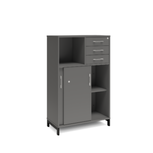 Origpic a a — Bokhylla med delvis skjutdörrar & lådor DNA – MÖRKGRÅ – 2 storlekar. Från: