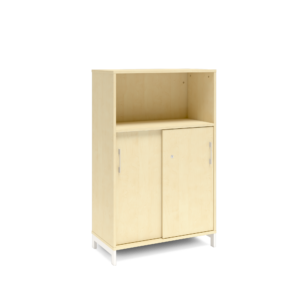 Origpic b — Bokhylla med delvis skjutdörrar DNA – BJÖRK – 2 storlekar. Från: