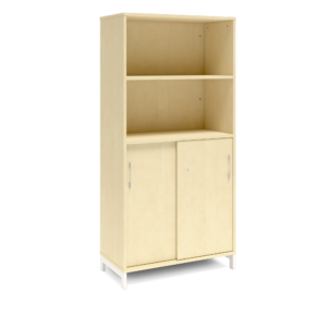 Origpic cb b f — Bokhylla med delvis skjutdörrar DNA – BJÖRK – 2 storlekar. Från: